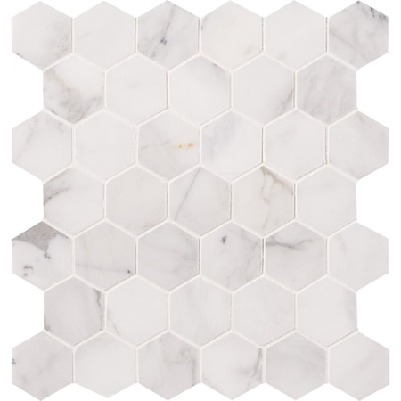 Calacatta Cressa Hexagon SAMPLE Honed Marble Mesh-Mounted Mosaic Tile